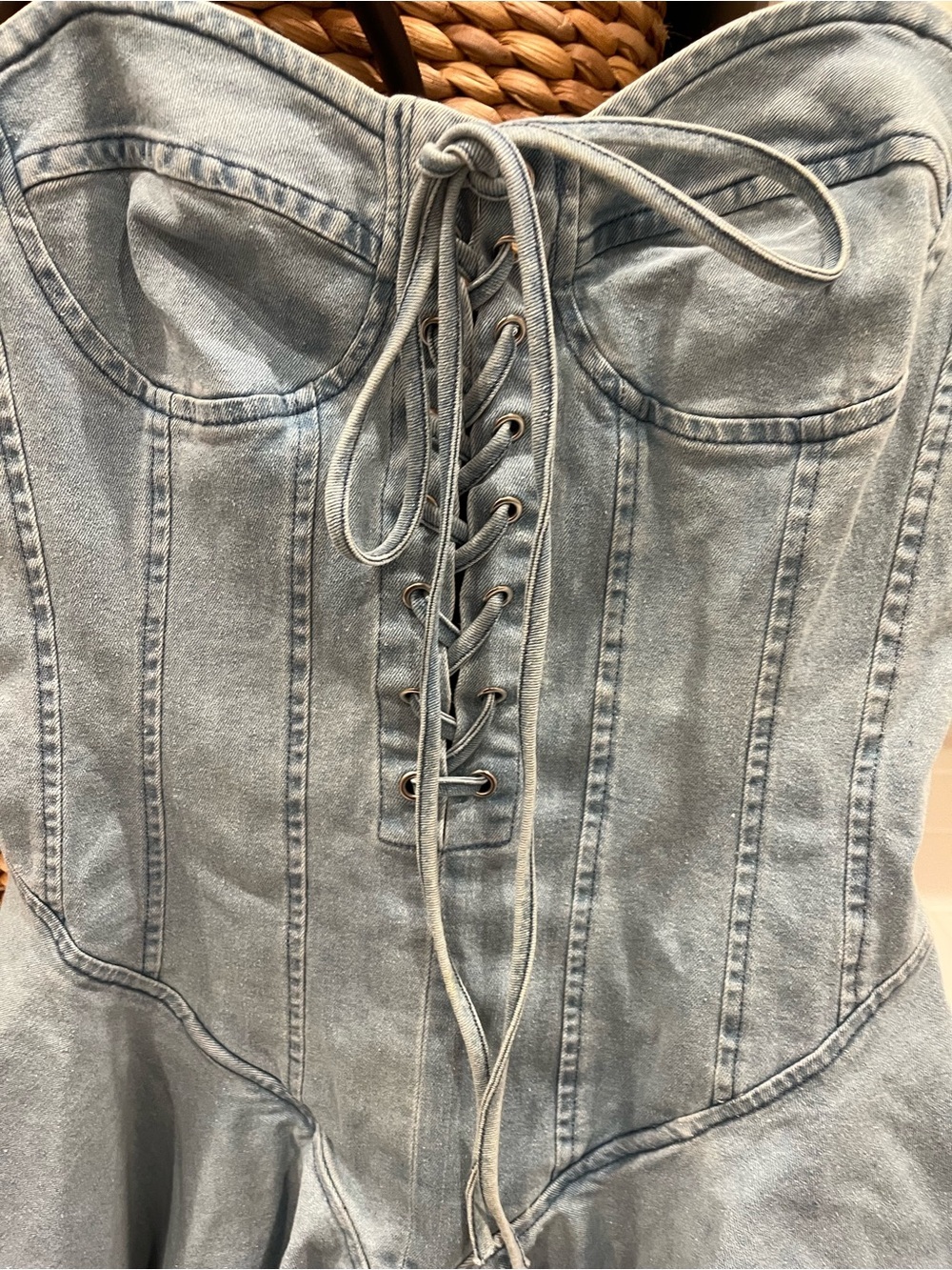Hot & Delicious Light Blue Denim Dress with Pink Label - Picture 2 of 5